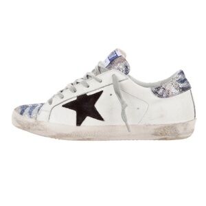 CGolden Goose leather Super Star sneakers 38 8 glitter trim low top Authentic